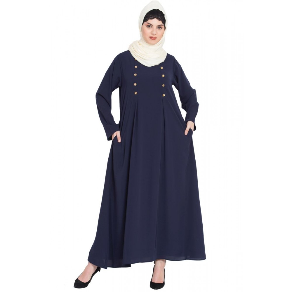 Nazneen Pleat And Decorative Button Abaya