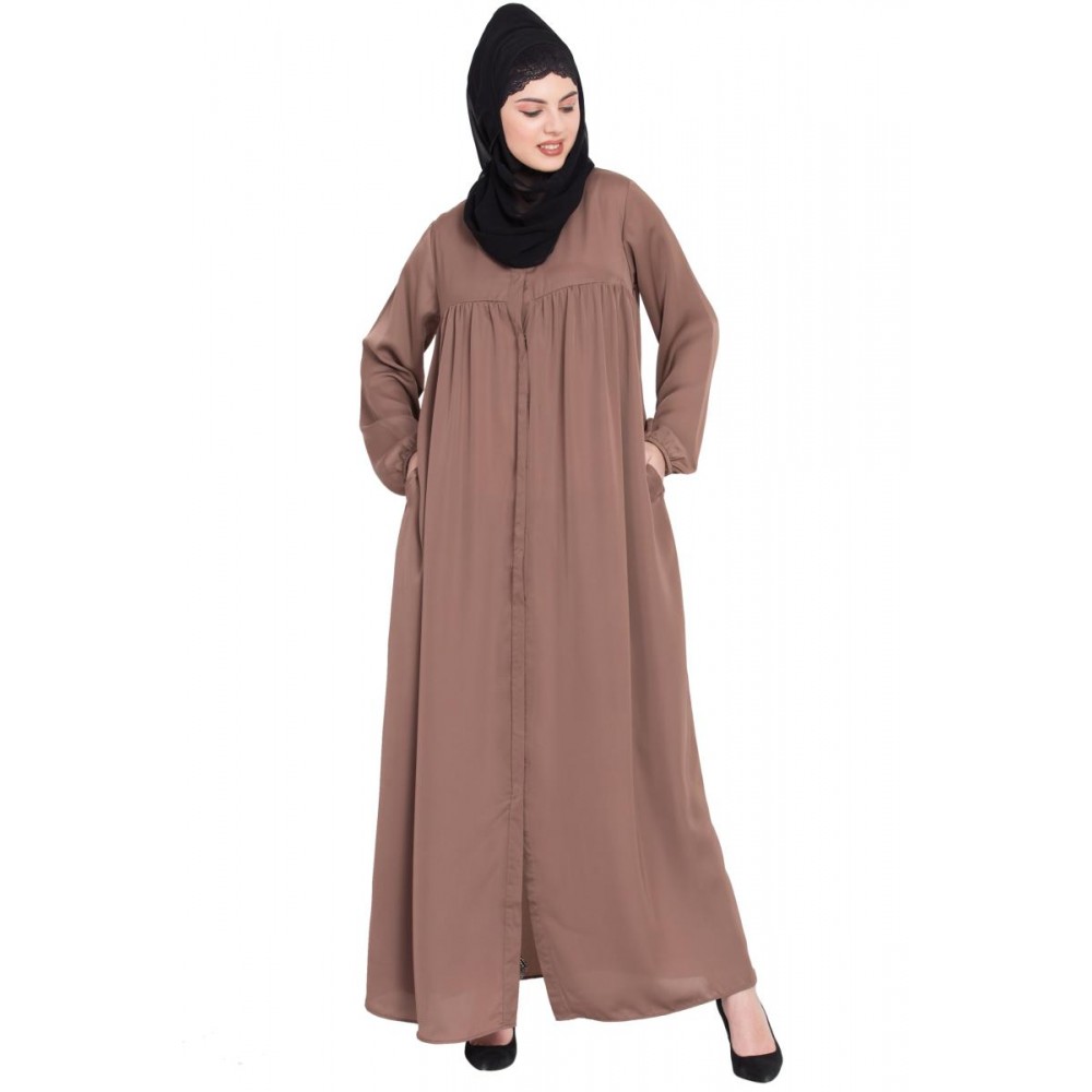 Nazneen Front Open Gather At Bust Casual Abaya