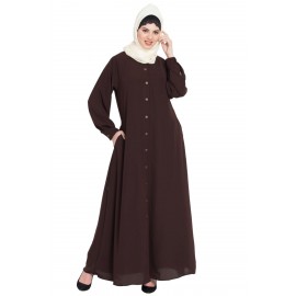 Nazneen Front Open Cuff And Band Casual Abaya