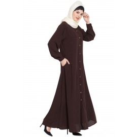 Nazneen Front Open Cuff And Band Casual Abaya