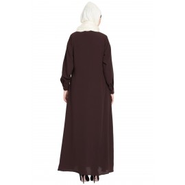 Nazneen Front Open Cuff And Band Casual Abaya