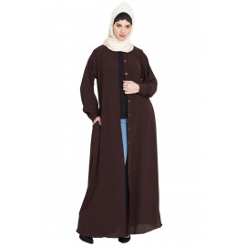 Nazneen Front Open Cuff And Band Casual Abaya