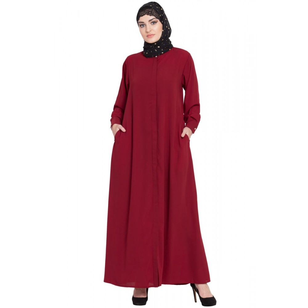 Nazneen Hidden Placket Front Open Casual Abaya