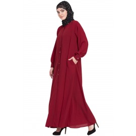 Nazneen Hidden Placket Front Open Casual Abaya