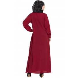 Nazneen Hidden Placket Front Open Casual Abaya