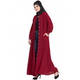 Nazneen Hidden Placket Front Open Casual Abaya