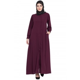 Nazneen Hidden Placket Front Open Casual Abaya