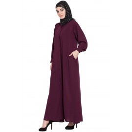 Nazneen Hidden Placket Front Open Casual Abaya