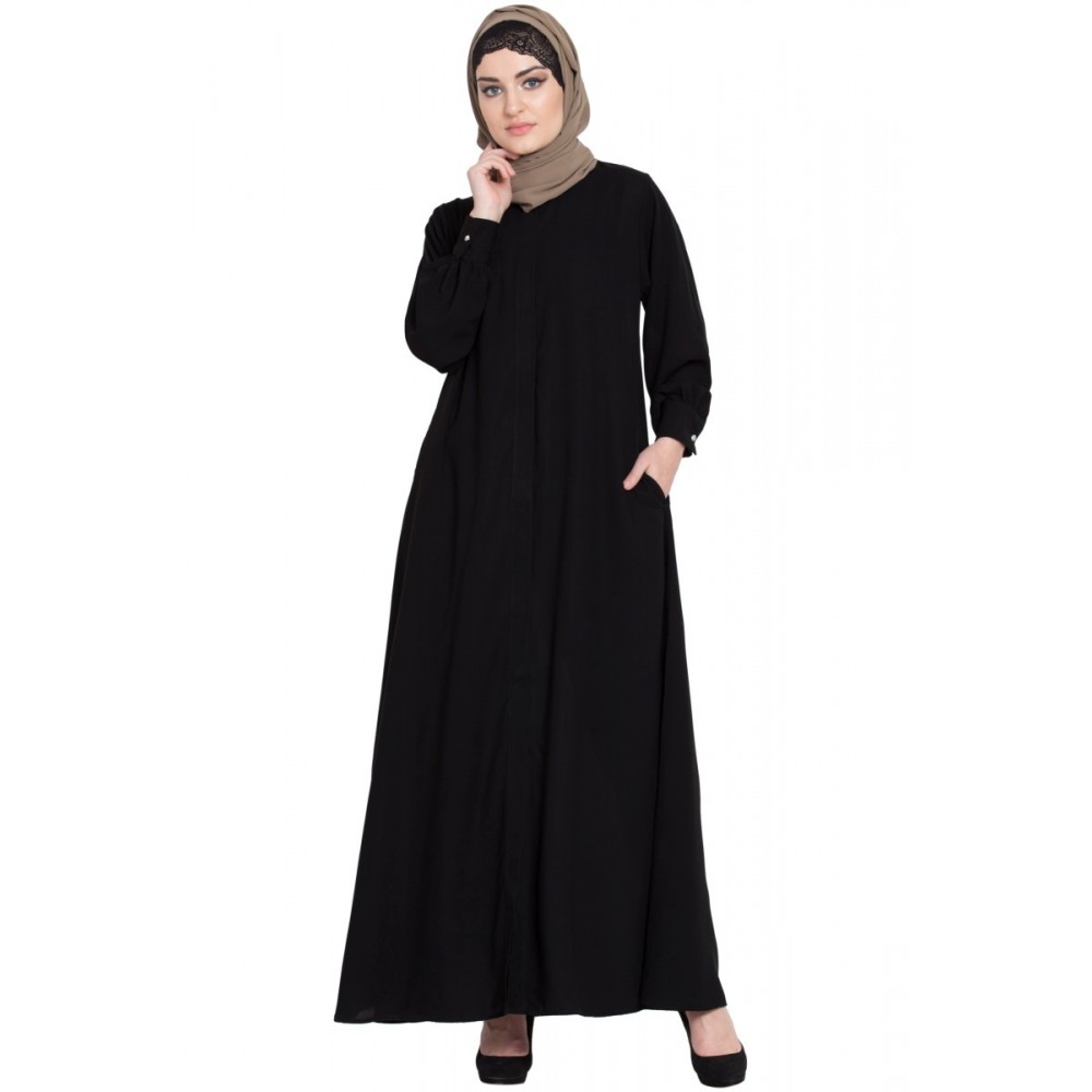 Nazneen Hidden Placket Front Open Casual Abaya