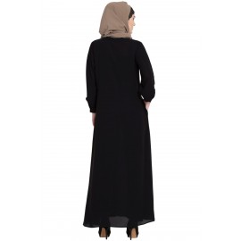 Nazneen Hidden Placket Front Open Casual Abaya