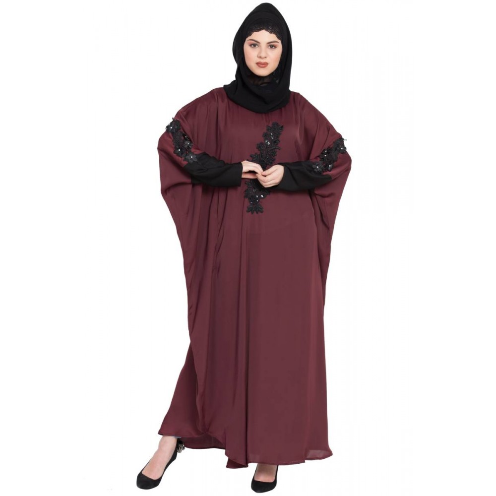 Nazneen Contrast Sleeve Patch Butterfly Kaftan