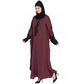 Nazneen Contrast Sleeve Patch Butterfly Kaftan