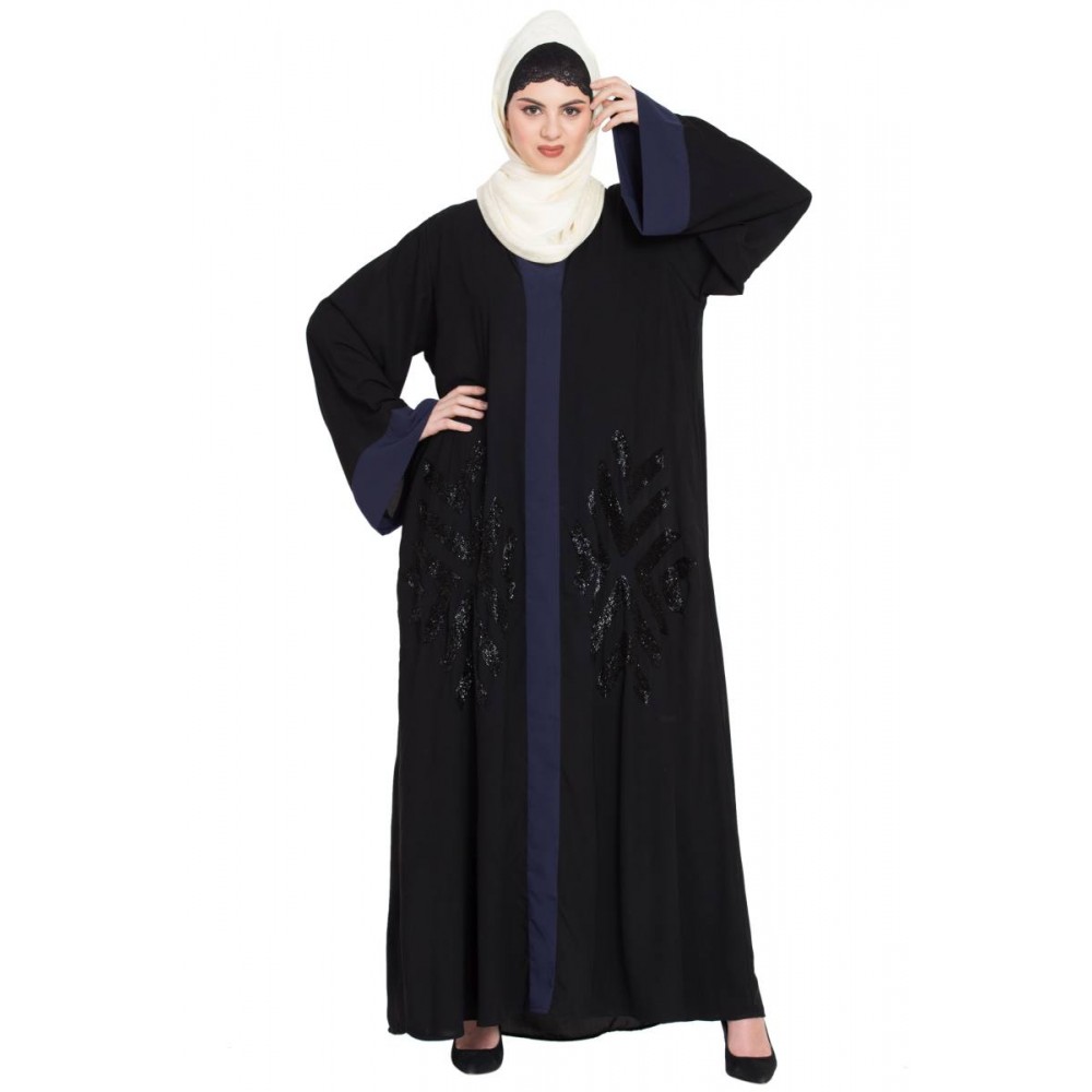 Nazneen Contrast Band Hand Work Dubai Kaftan