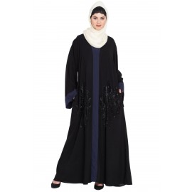 Nazneen Contrast Band Hand Work Dubai Kaftan