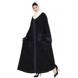 Nazneen Contrast Band Hand Work Dubai Kaftan