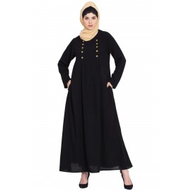 Nazneen Pleat And Decorative Button Abaya