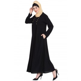 Nazneen Pleat And Decorative Button Abaya