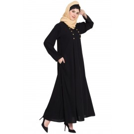 Nazneen Pleat And Decorative Button Abaya