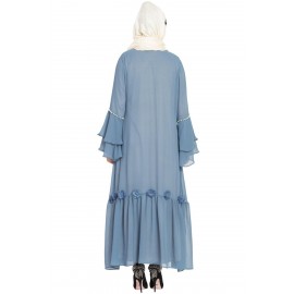 Nazneen Bell Sleeve Flowers Around Knee Party Abaya