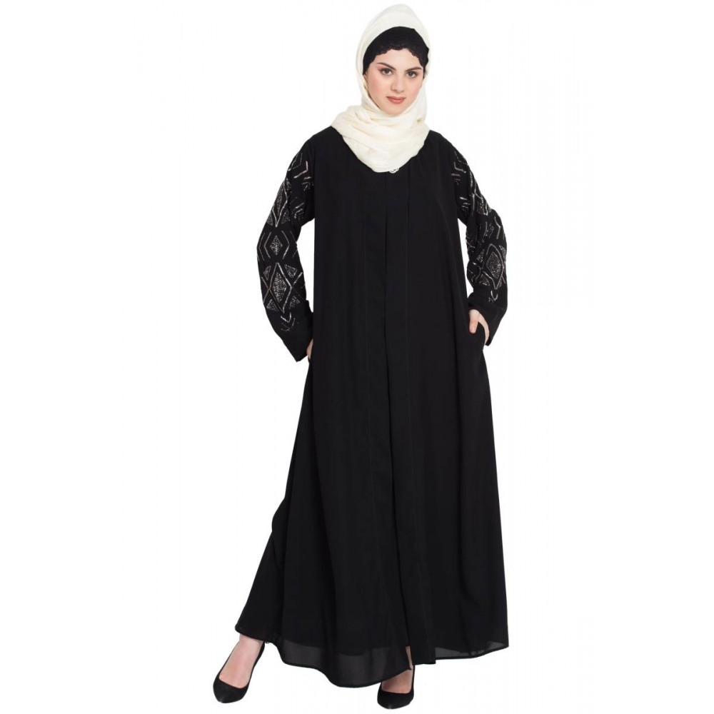 Nazneen Sleeve Embroidered Front Open With Inner Abaya