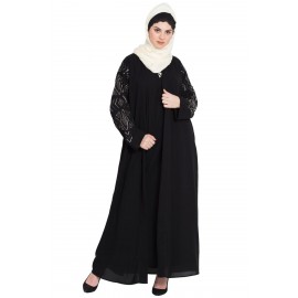 Nazneen Sleeve Embroidered Front Open With Inner Abaya