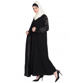 Nazneen Sleeve Embroidered Front Open With Inner Abaya