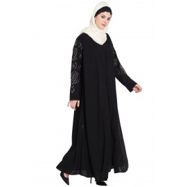 Nazneen Sleeve Embroidered Front Open With Inner Abaya