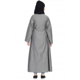 Nazneen Front Open With Zip Denim Abaya