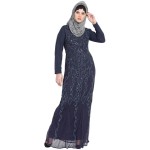 Nazneen Full Embellished Navy Party Abaya