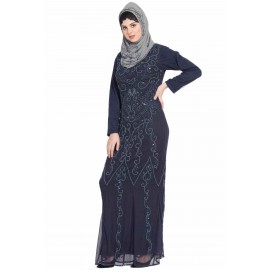 Nazneen Full Embellished Navy Party Abaya