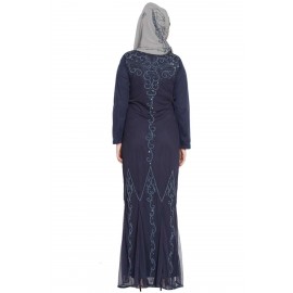 Nazneen Full Embellished Navy Party Abaya