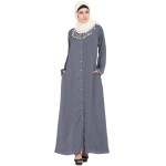 Nazneen Decorative Button Front Open Abaya