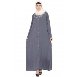 Nazneen Decorative Button Front Open Abaya