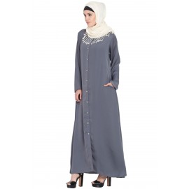 Nazneen Decorative Button Front Open Abaya