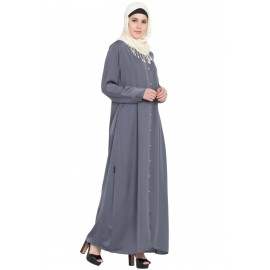 Nazneen Decorative Button Front Open Abaya