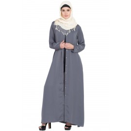 Nazneen Decorative Button Front Open Abaya