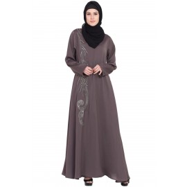 Nazneen Front Embroidered Umbrella Abaya