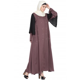 Nazneen Double Sleeve Pearl Beaded Abaya