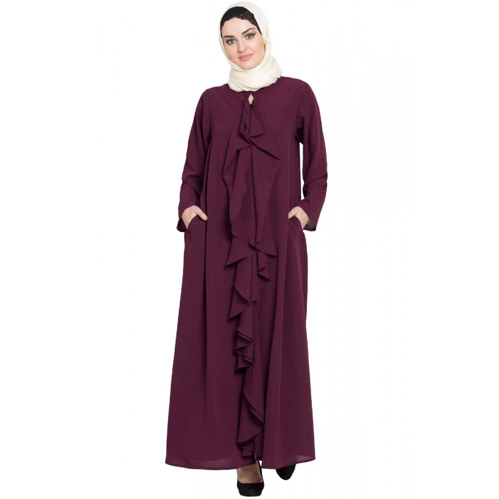 Nazneen Front Open Frill Shrug Cum Abaya