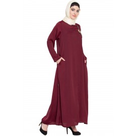 Nazneen Front Zip And Slit Hand Work Nida Abaya