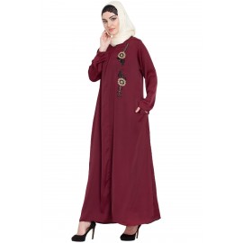 Nazneen Front Zip And Slit Hand Work Nida Abaya