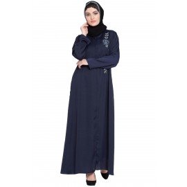 Nazneen Front Zip And Slit Hand Work Nida Abaya