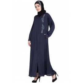 Nazneen Front Zip And Slit Hand Work Nida Abaya