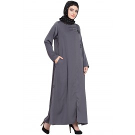 Nazneen Front Zip And Slit Hand Work Nida Abaya