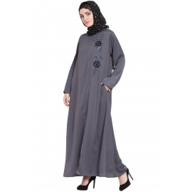 Nazneen Front Zip And Slit Hand Work Nida Abaya