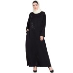 Nazneen Front Zip And Slit Patch Work Nida Abaya