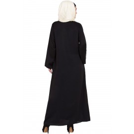 Nazneen Front Zip And Slit Patch Work Nida Abaya