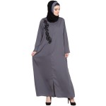 Nazneen Front Zip And Slit Patch Work Nida Abaya