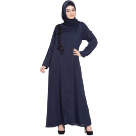 Nazneen Front Zip And Slit Patch Work Nida Abaya