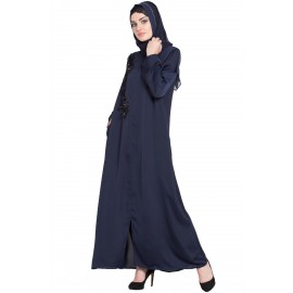 Nazneen Front Zip And Slit Patch Work Nida Abaya